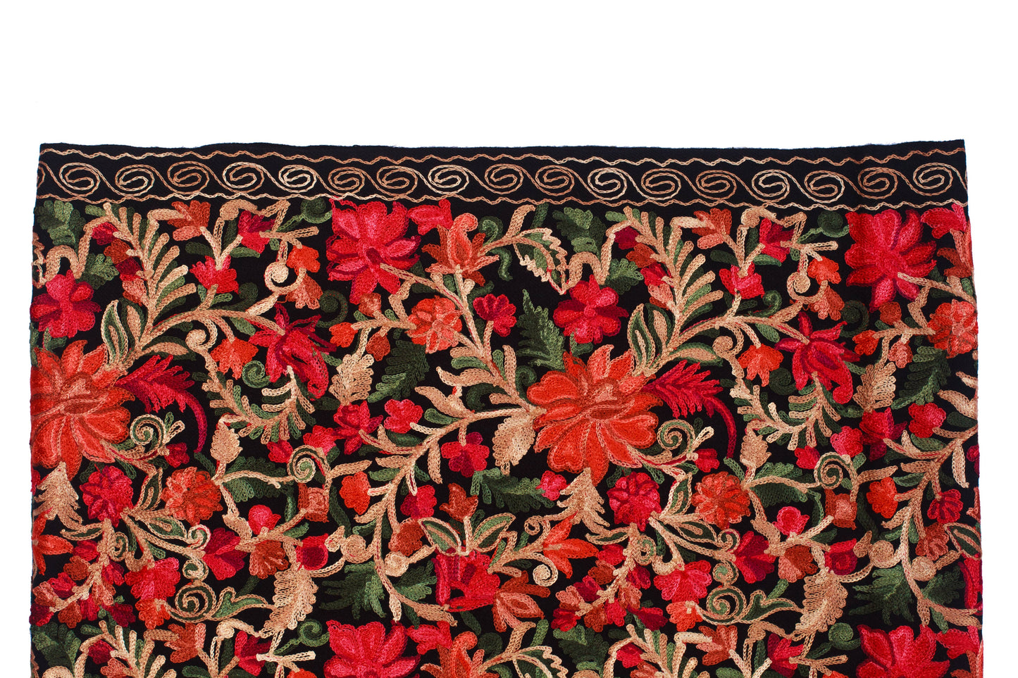 Floral Embroidered Wool Shawl