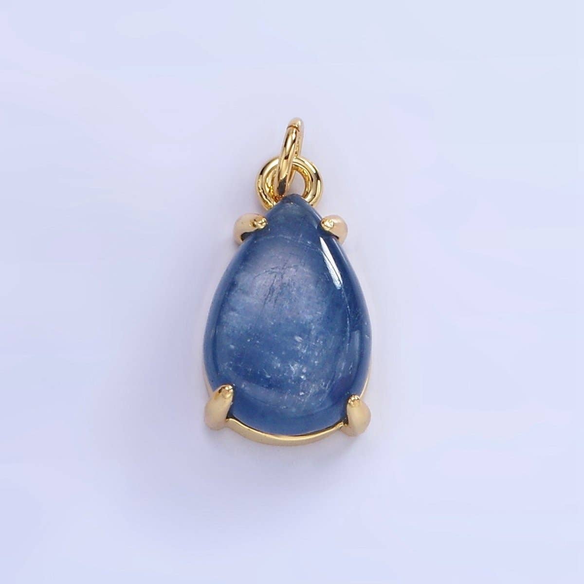 14K Gold Filled 15mm Blue Kyanite Gemstone Teardrop Charm | AG751