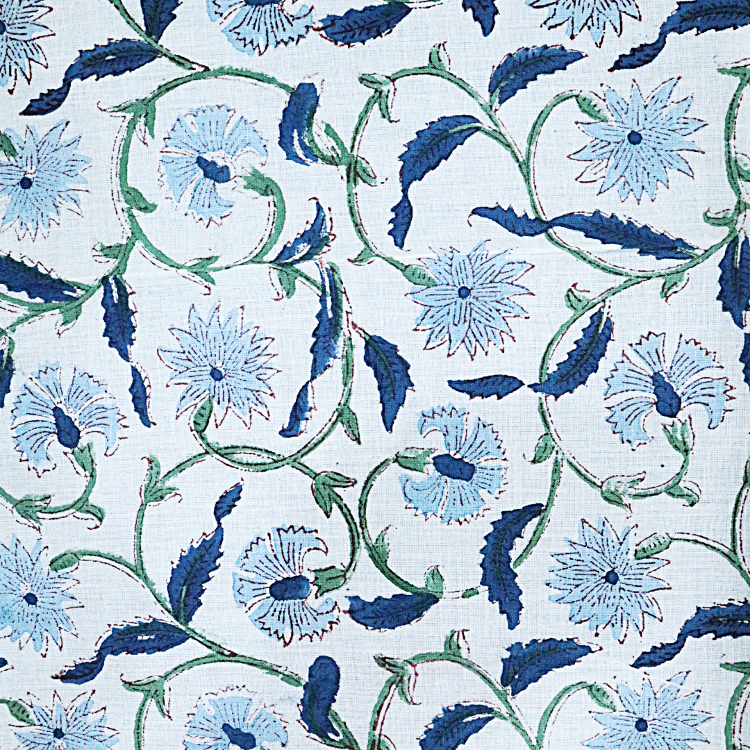Blue Bell - Hand Block Print Cotton Bandana (KK1517)