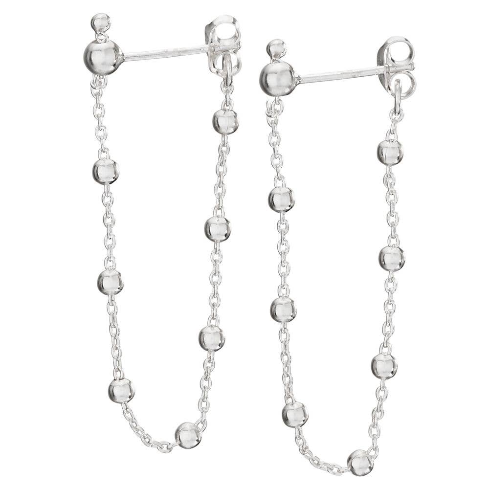 Ball and Chain Sterling Silver Earrings
