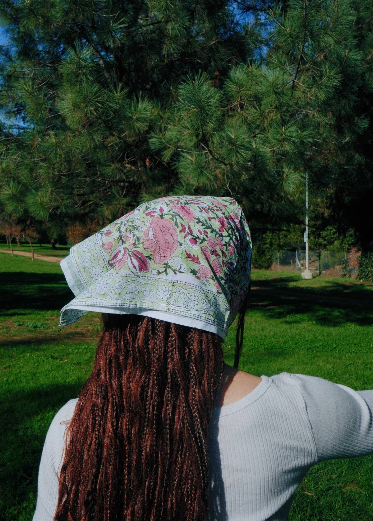 Spring Rose Garden - Block Printed Cotton Bandana (KK1556)