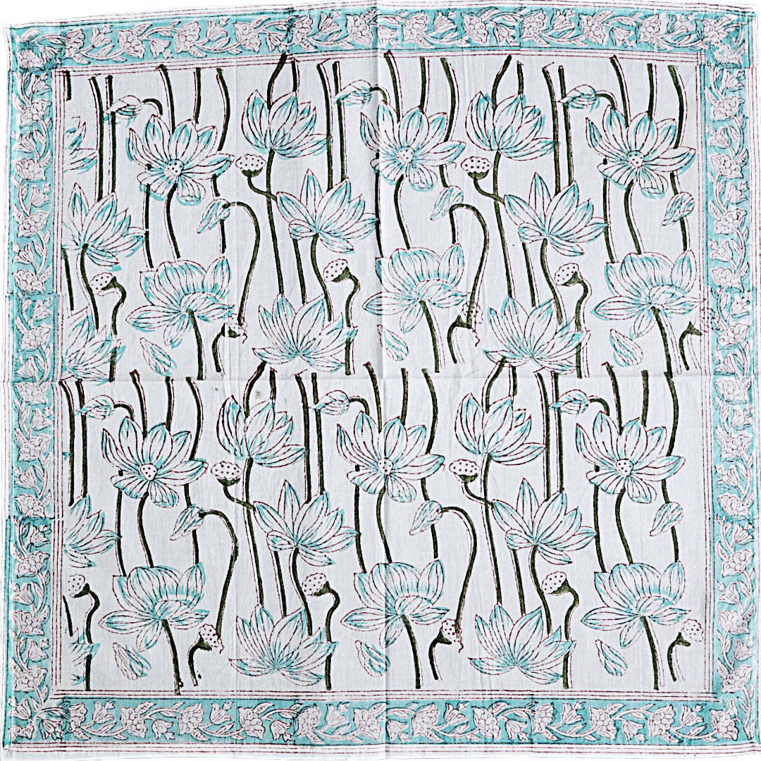 Marshmallow Lagoon - Block Printed Cotton Bandana (KK1560)