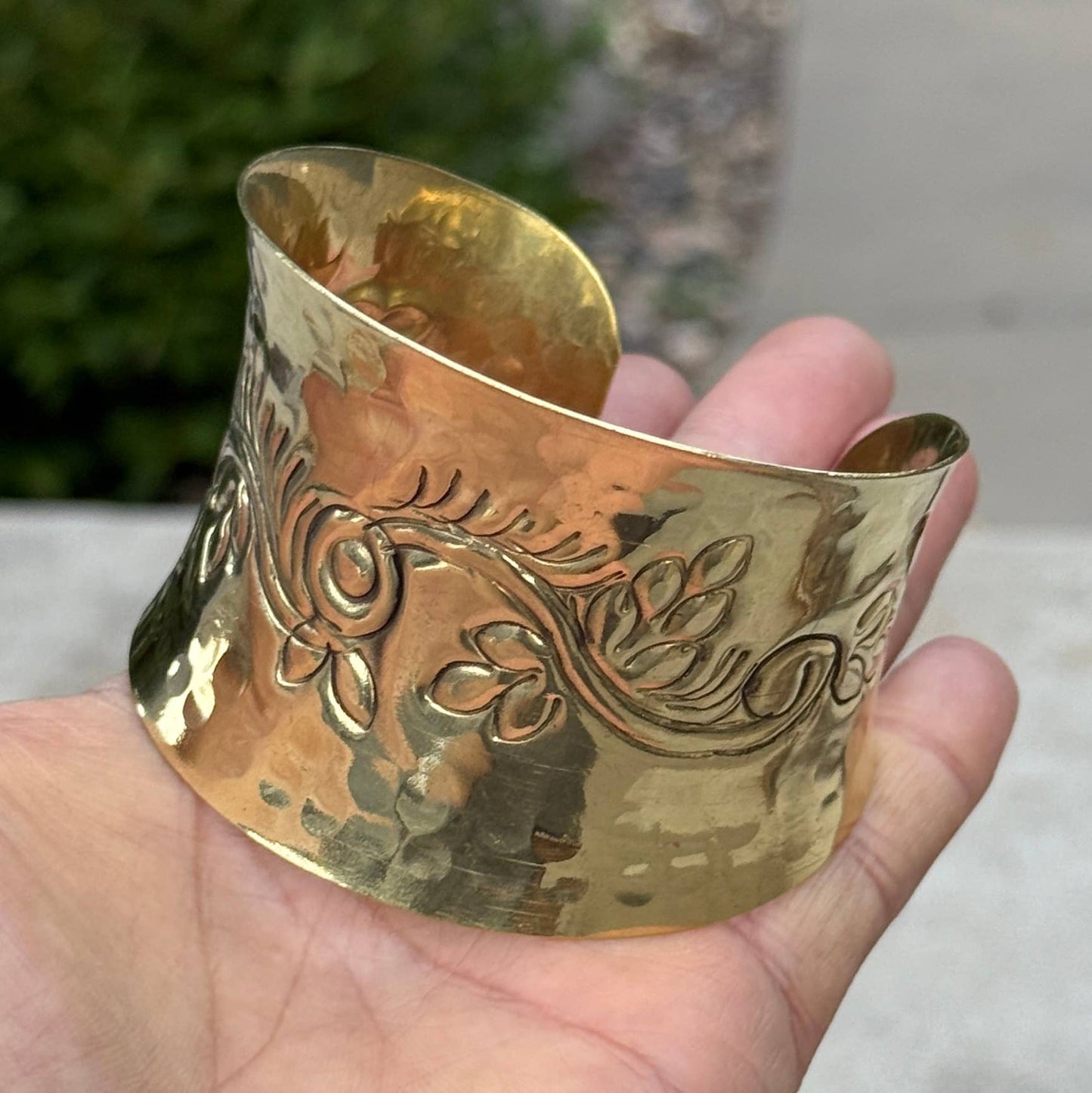 Handcrafted Floral Cuff Bracelet Bohemian Hippie Ethnic