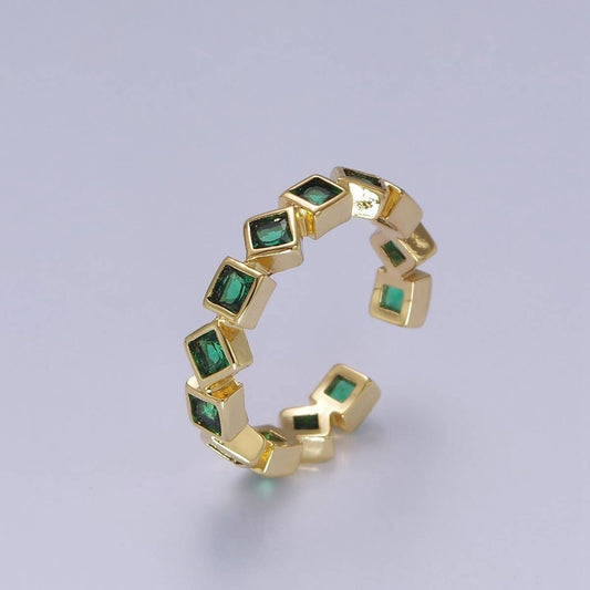 GF CZ Ring Green Square Ring
