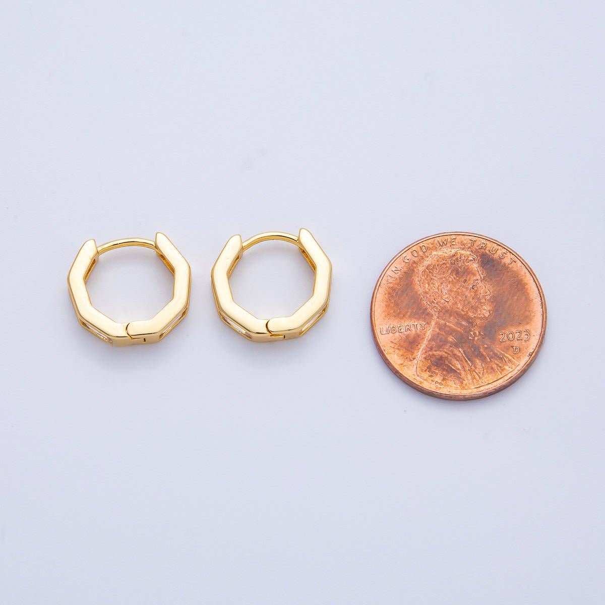 18K Gold Filled 12mm Clear CZ Baguette Huggie Earrings | Earrings-00056