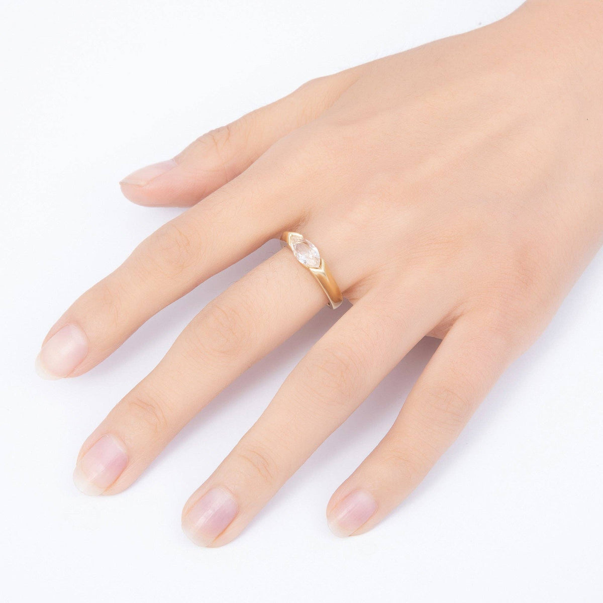 16K Gold Filled Clear CZ Marquise Solitaire Ring in Gold & Silver | Rings-00404 Rings-00405