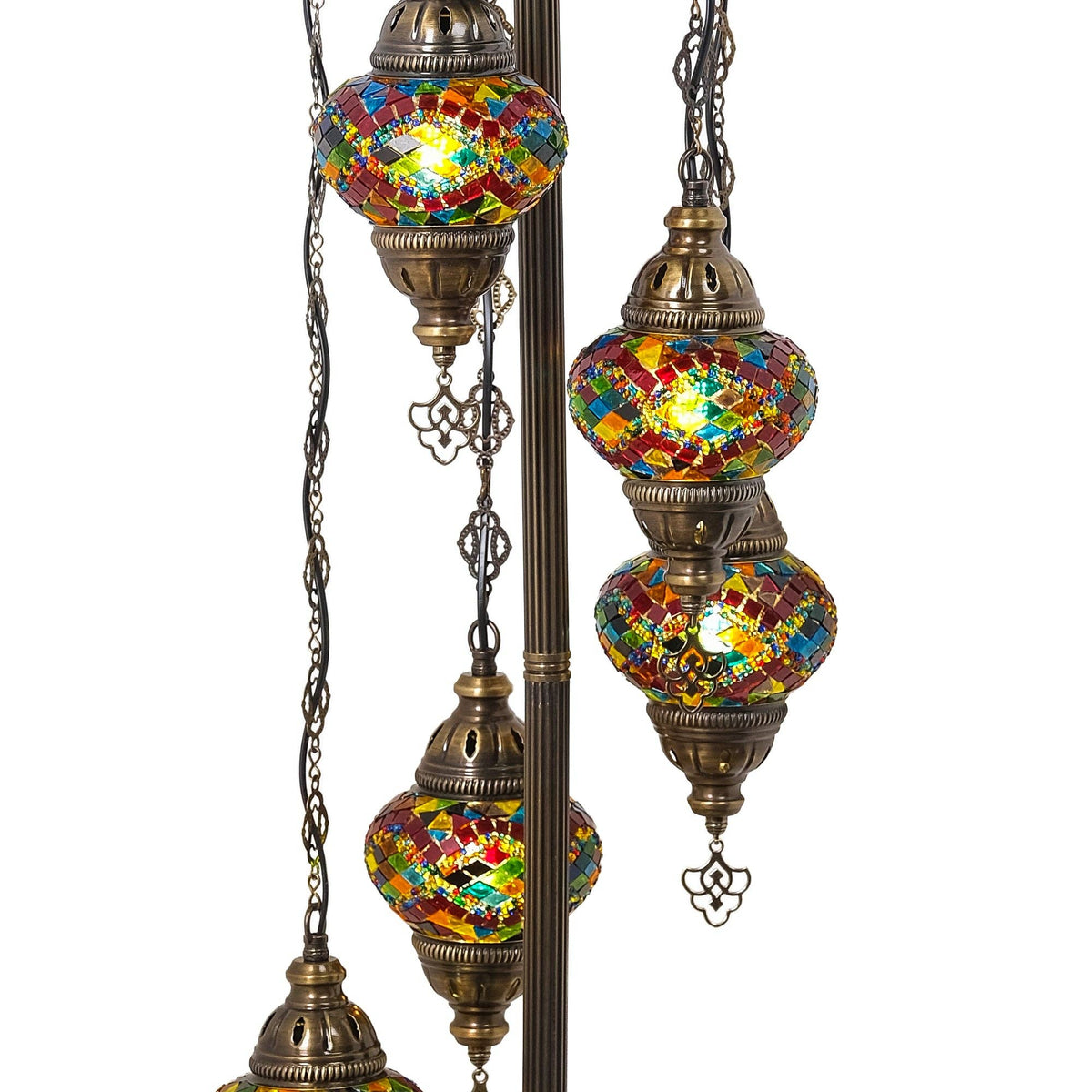 9-Globe Turkish Mosaic Floor Lamp (Rainbow)