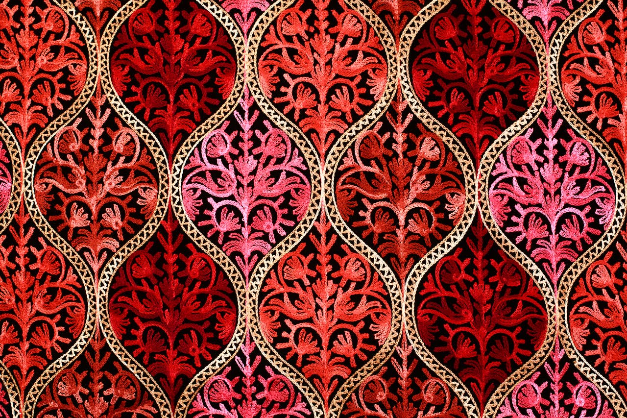 Floral Embroidered Wool Shawl
