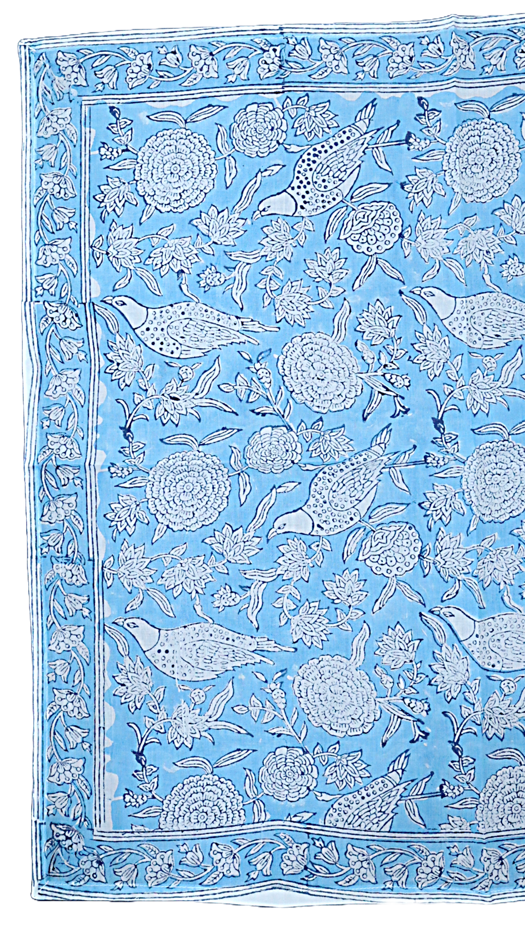 Blue Skies - Hand Block Printed Cotton Bandana (KK1518)