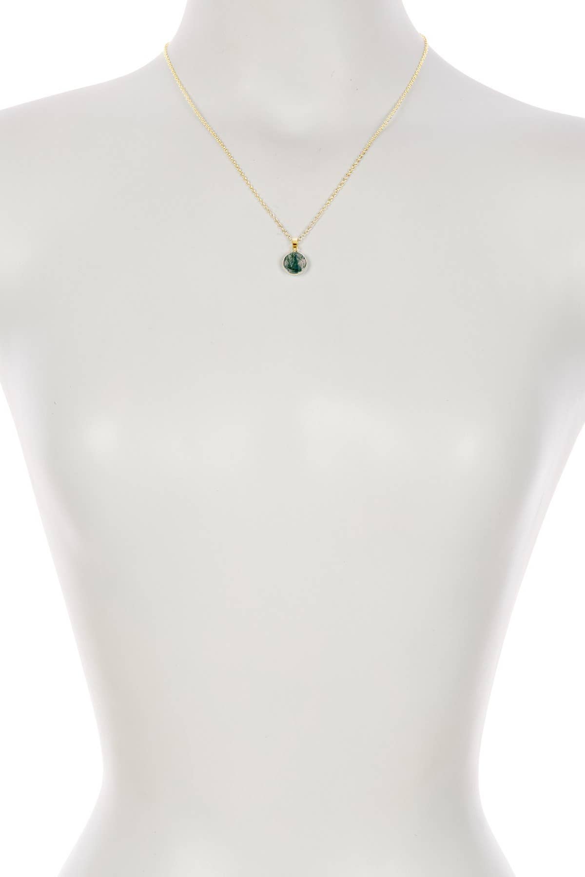 Moss Agate Round Pendant Necklace - GF
