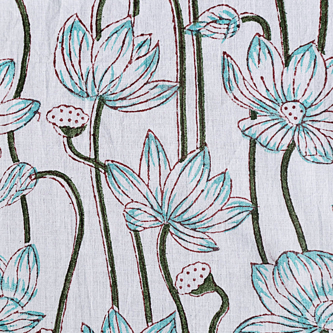Marshmallow Lagoon - Block Printed Cotton Bandana (KK1560)