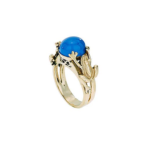 Playing Keep Away Brass Frog And Chalcedony Ring