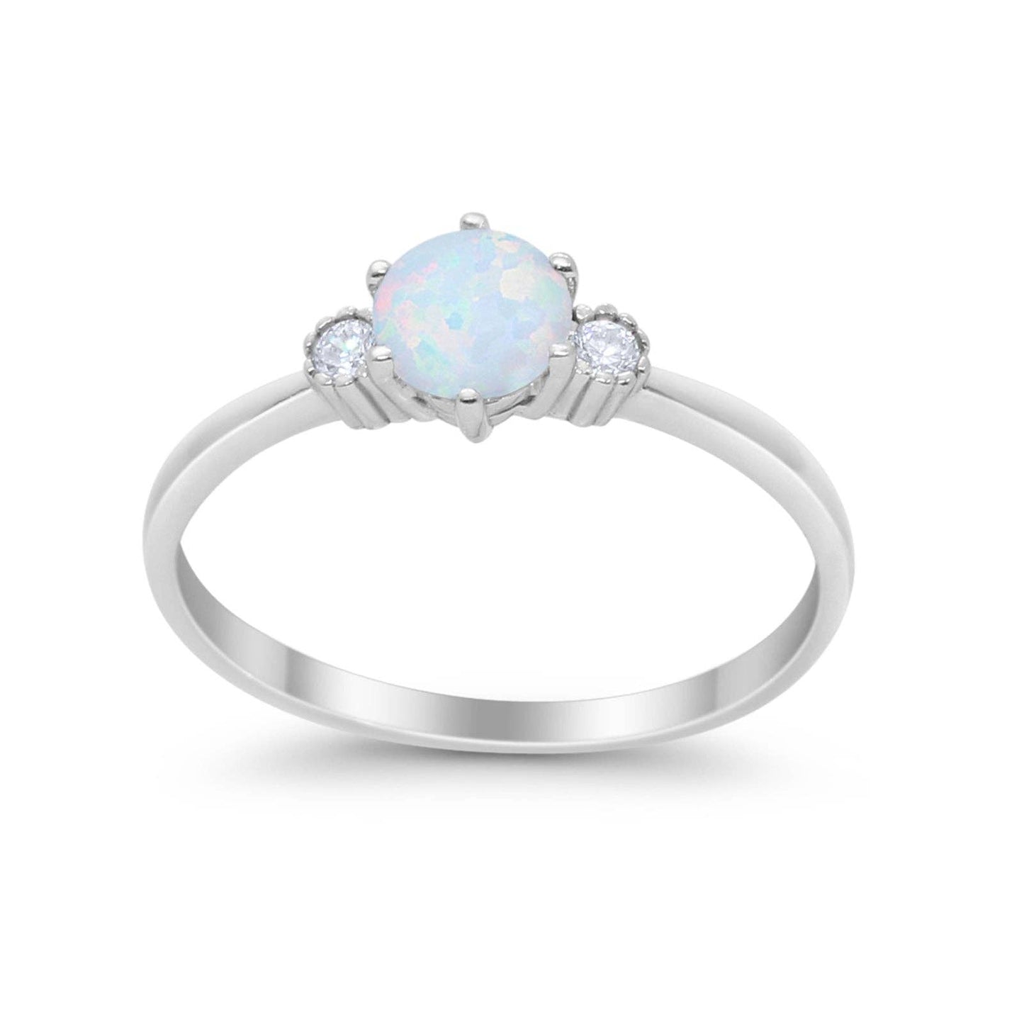 Three Stone White Opal Art Deco Ring