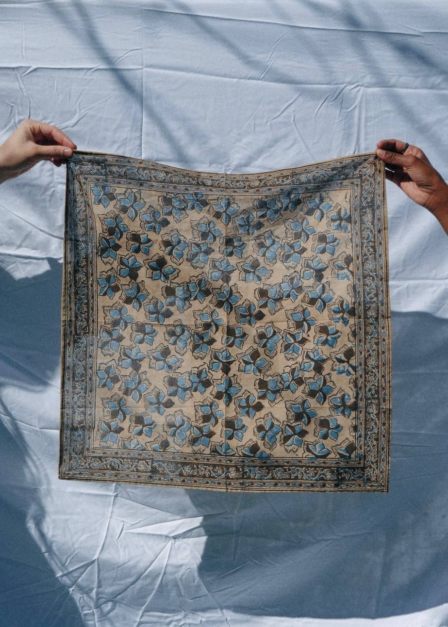 Blue Jay - Kalamkari Cotton Bandana (KK1462)