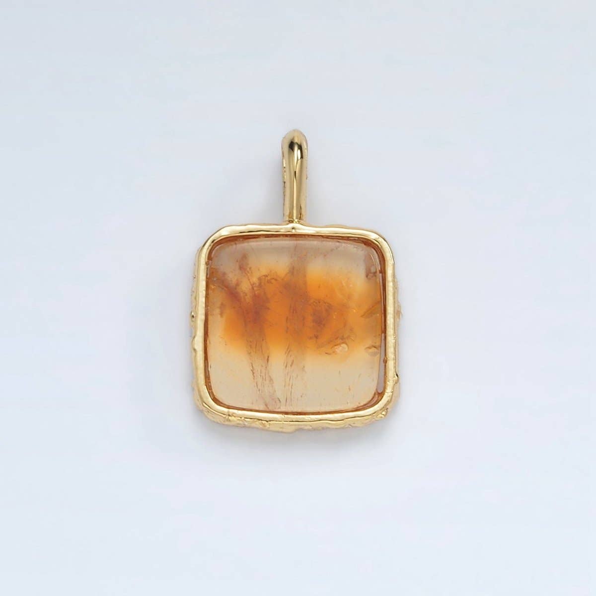 24K Gold Filled 18mm Square Natural Gemstone Foil Pendant | AA1358-AA1364