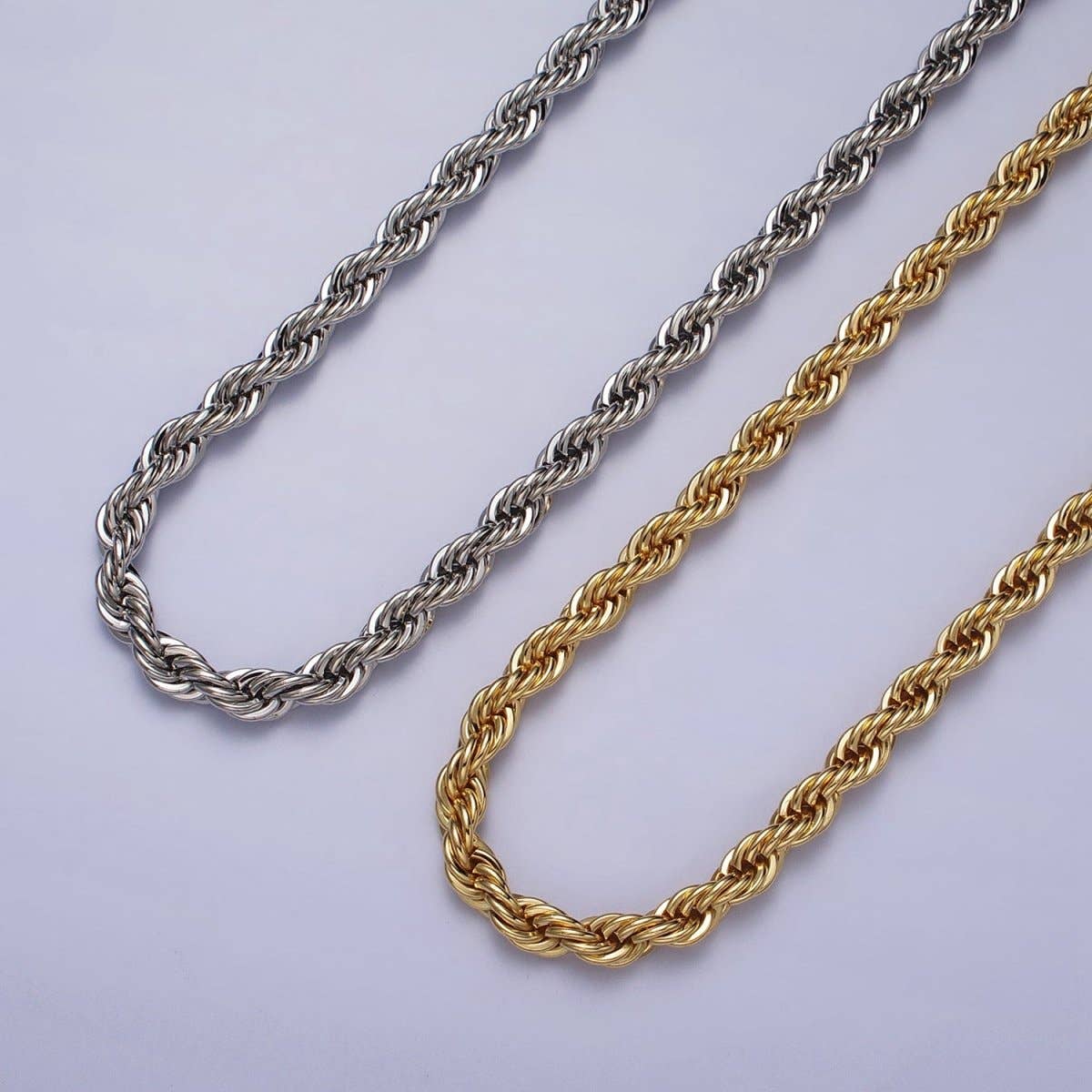 Unisex Bold Gold Rope necklace, Thick Chunky chain necklace 5.5mm Twist Necklace 17", 19.5 inch + 2 inch extender | WA-1528 WA-1529 WA-1530 Clearance Pricing