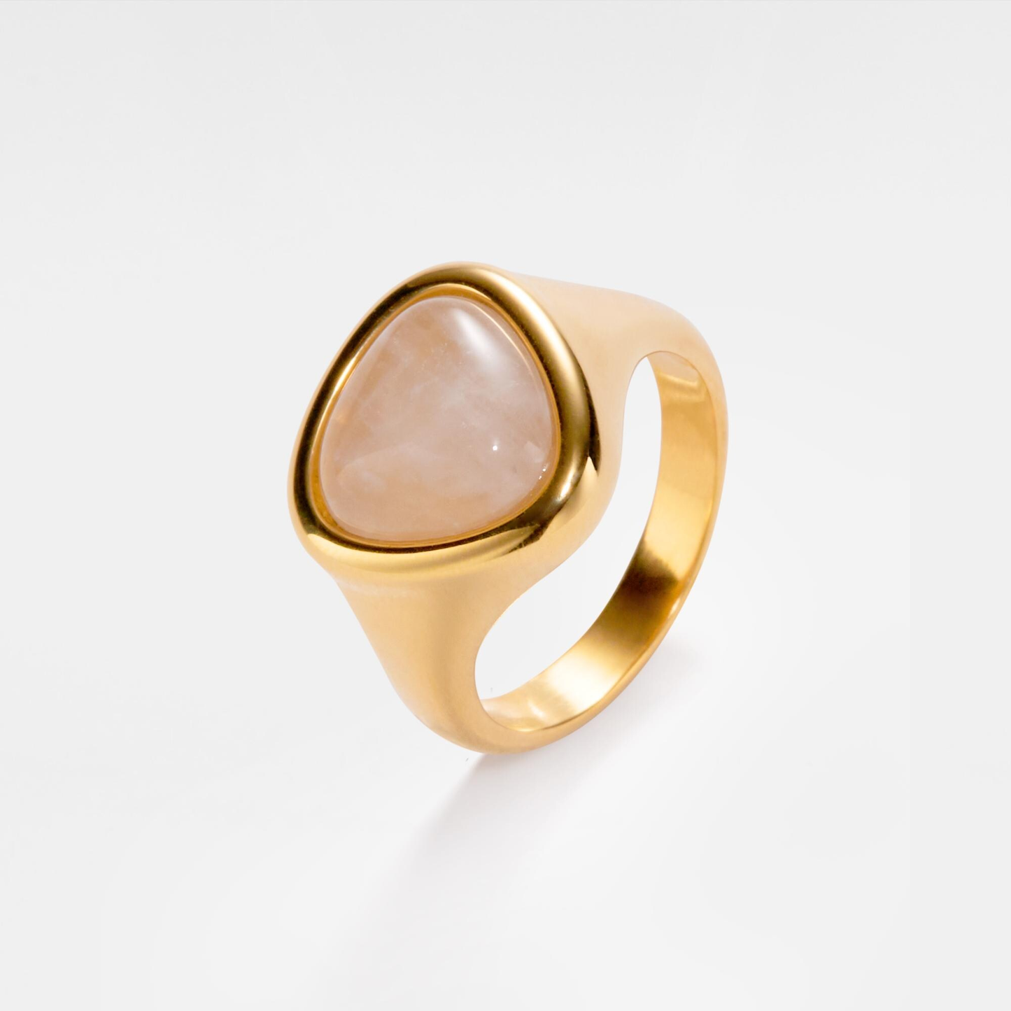 Pink Rose Quartz Natural Crystal Ring