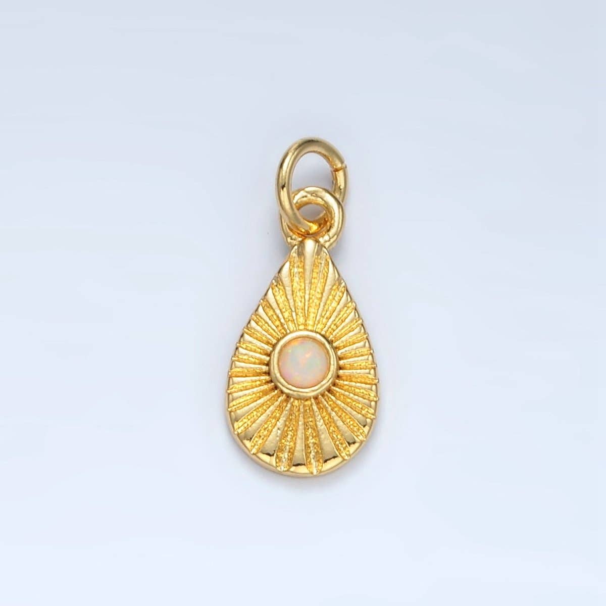 24K Gold Filled Opal Sunburst Teardrop Mini Charm | AG857