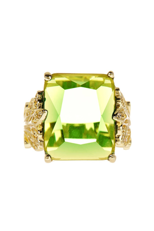 Peridot Crystal & CZ Garden Ring - GF