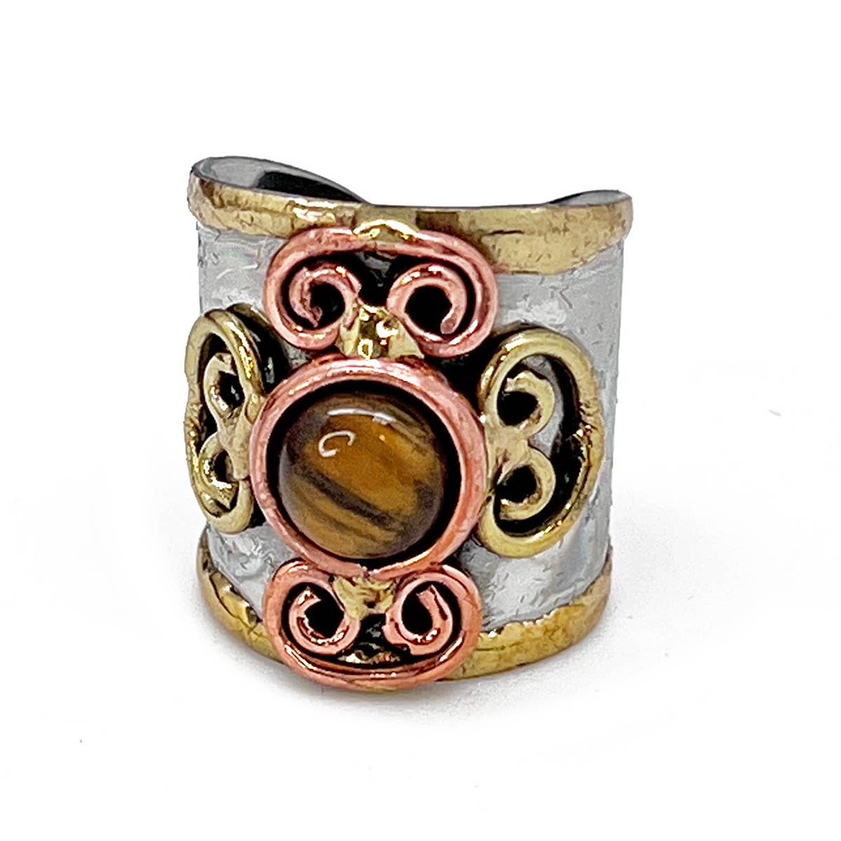 12 Pack- Mixed Metal Cuff Rings with Single Stone in a box