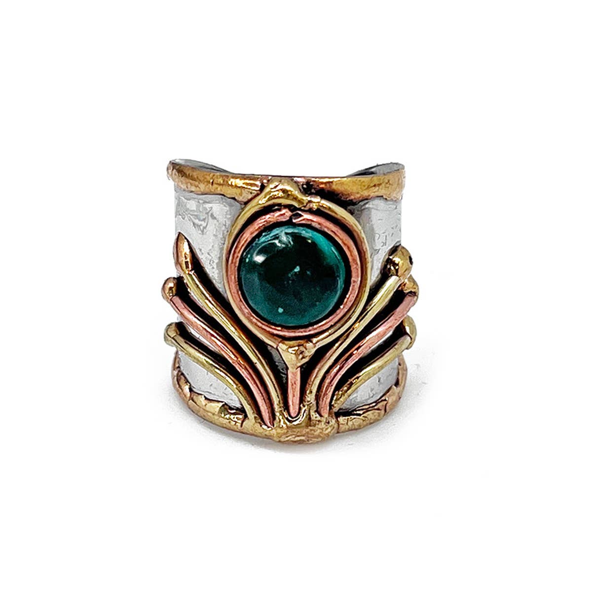 12 Pack- Mixed Metal Cuff Rings with Single Stone in a box