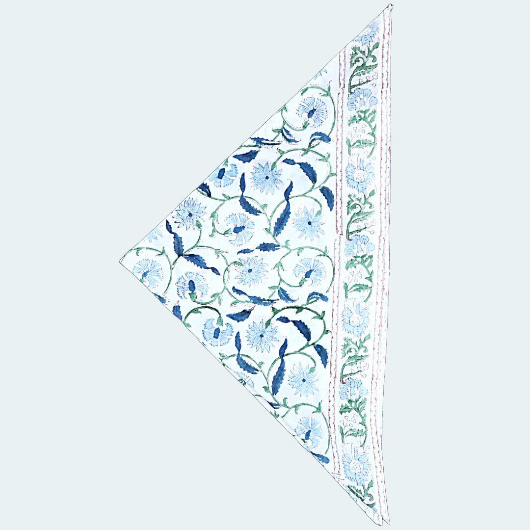 Blue Bell - Hand Block Print Cotton Bandana (KK1517)