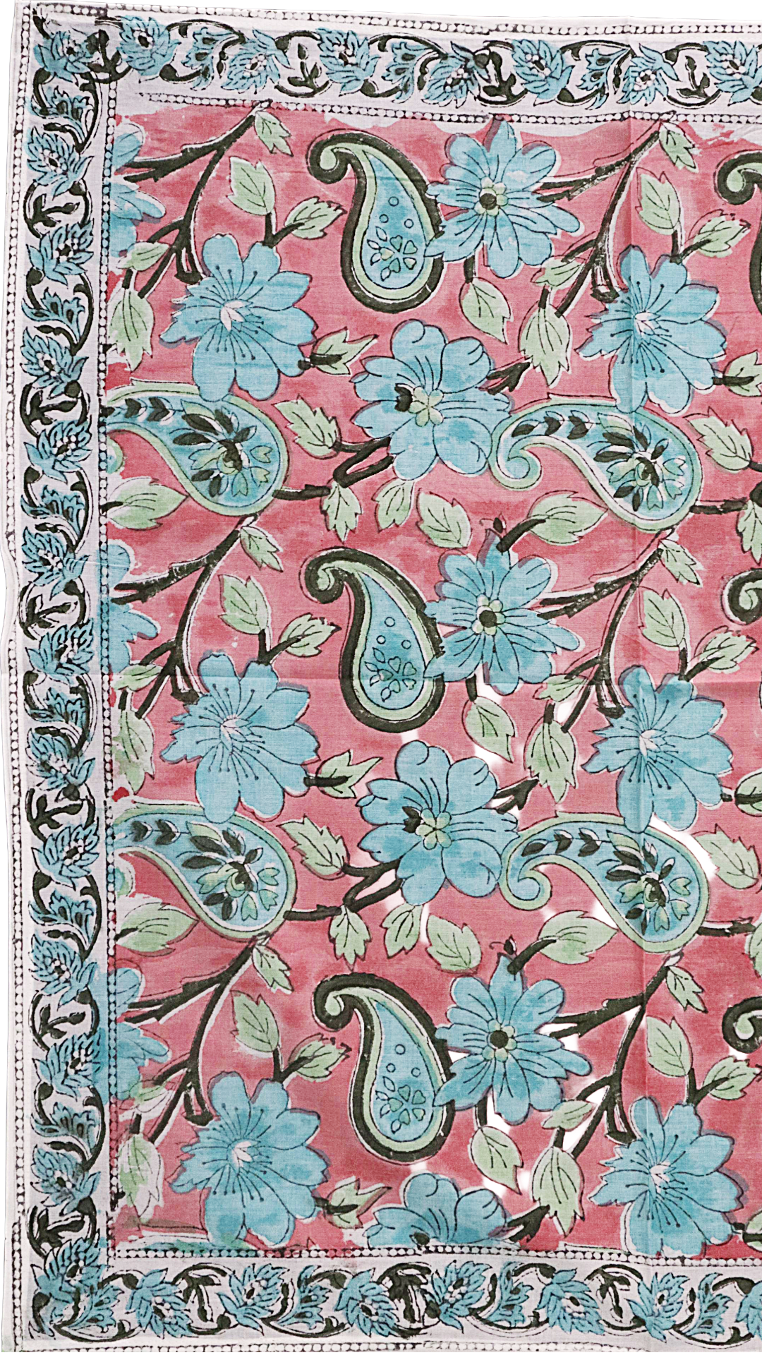 Rose Sky Paisley - Block Printed Cotton Bandana (KK1544)