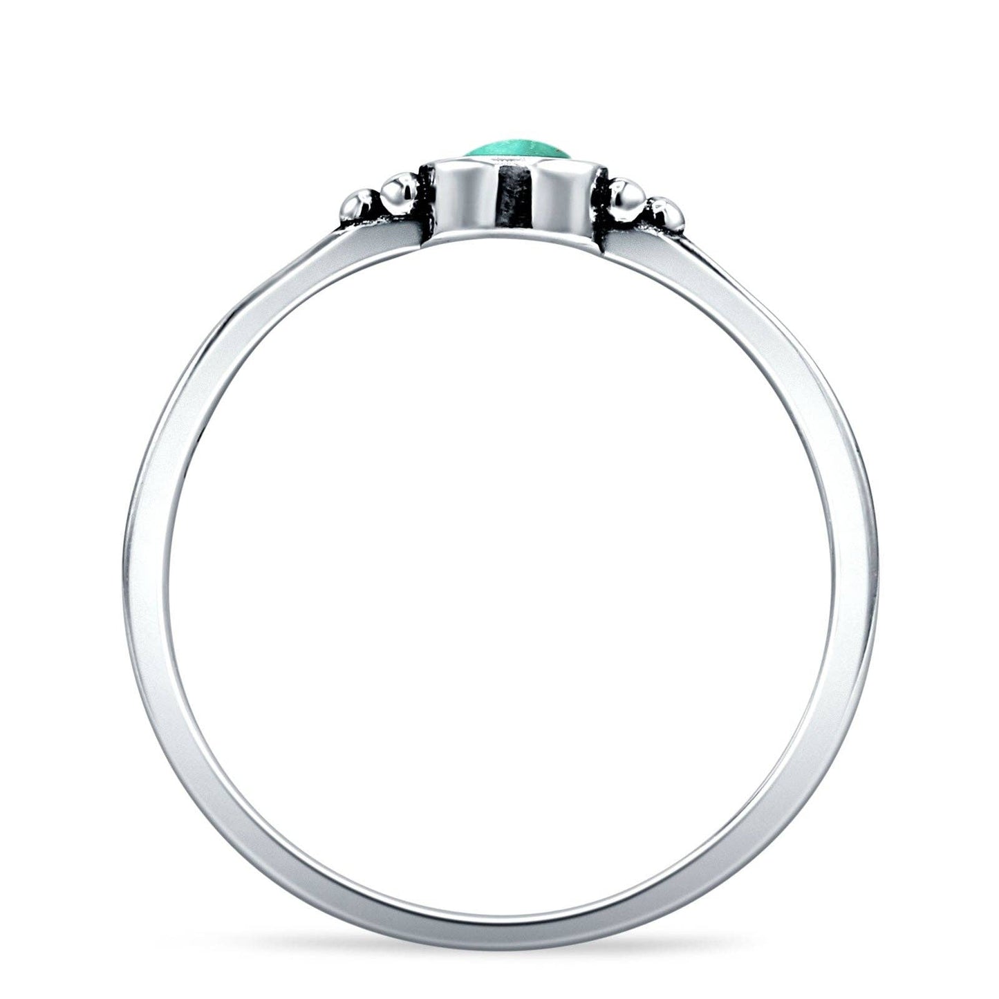 Round Turquoise Evil Eye Oxidized Ring