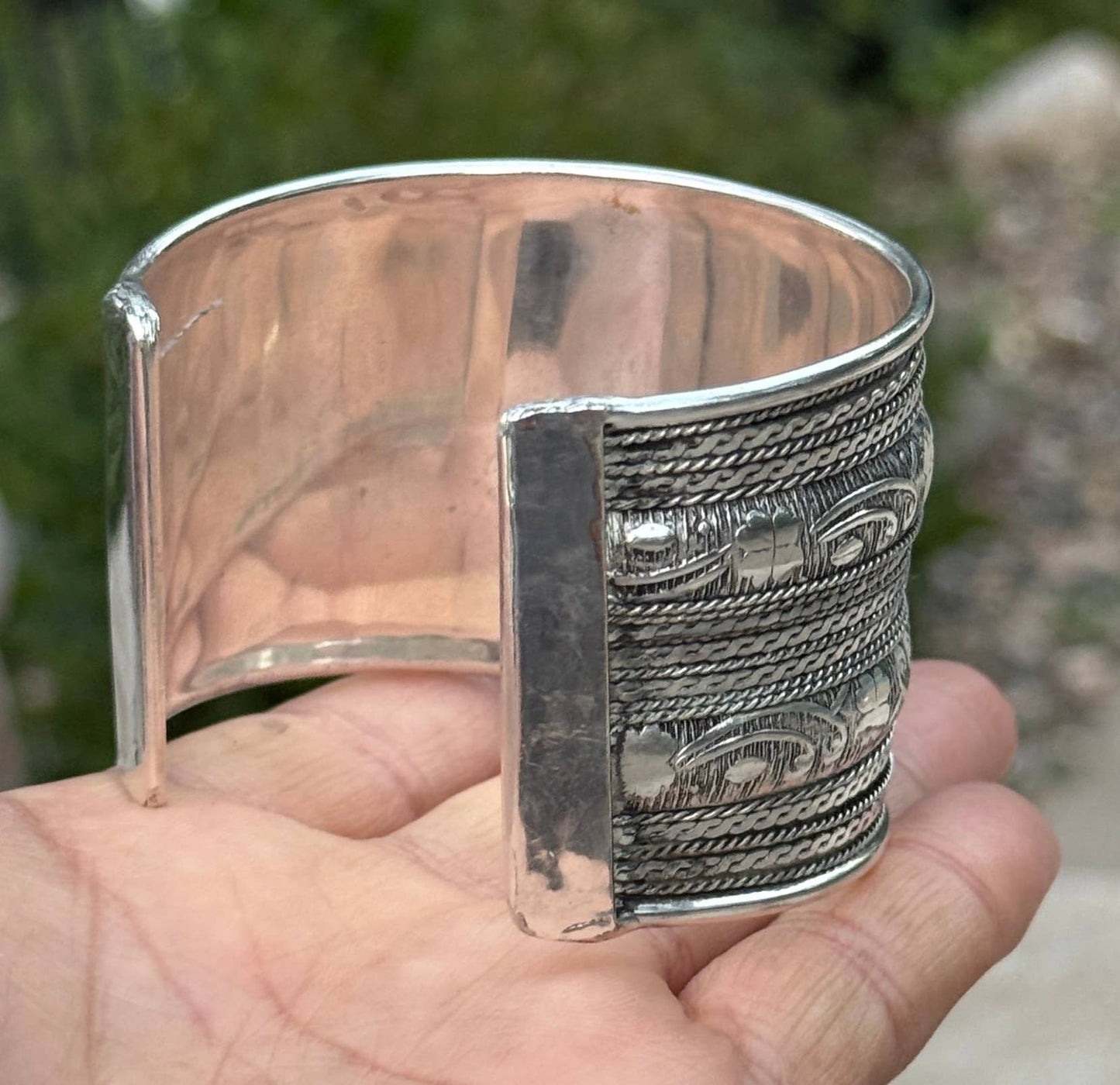 Handcrafted Floral Cuff Bracelet Bohemian Hippie Ethnic