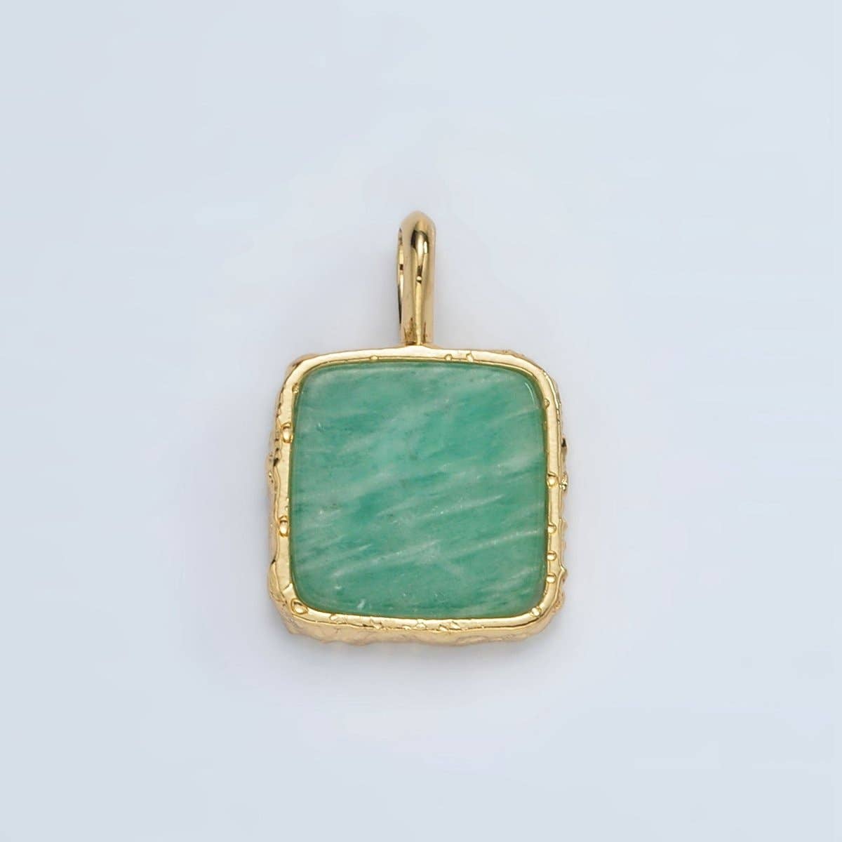 24K Gold Filled 18mm Square Natural Gemstone Foil Pendant | AA1358-AA1364