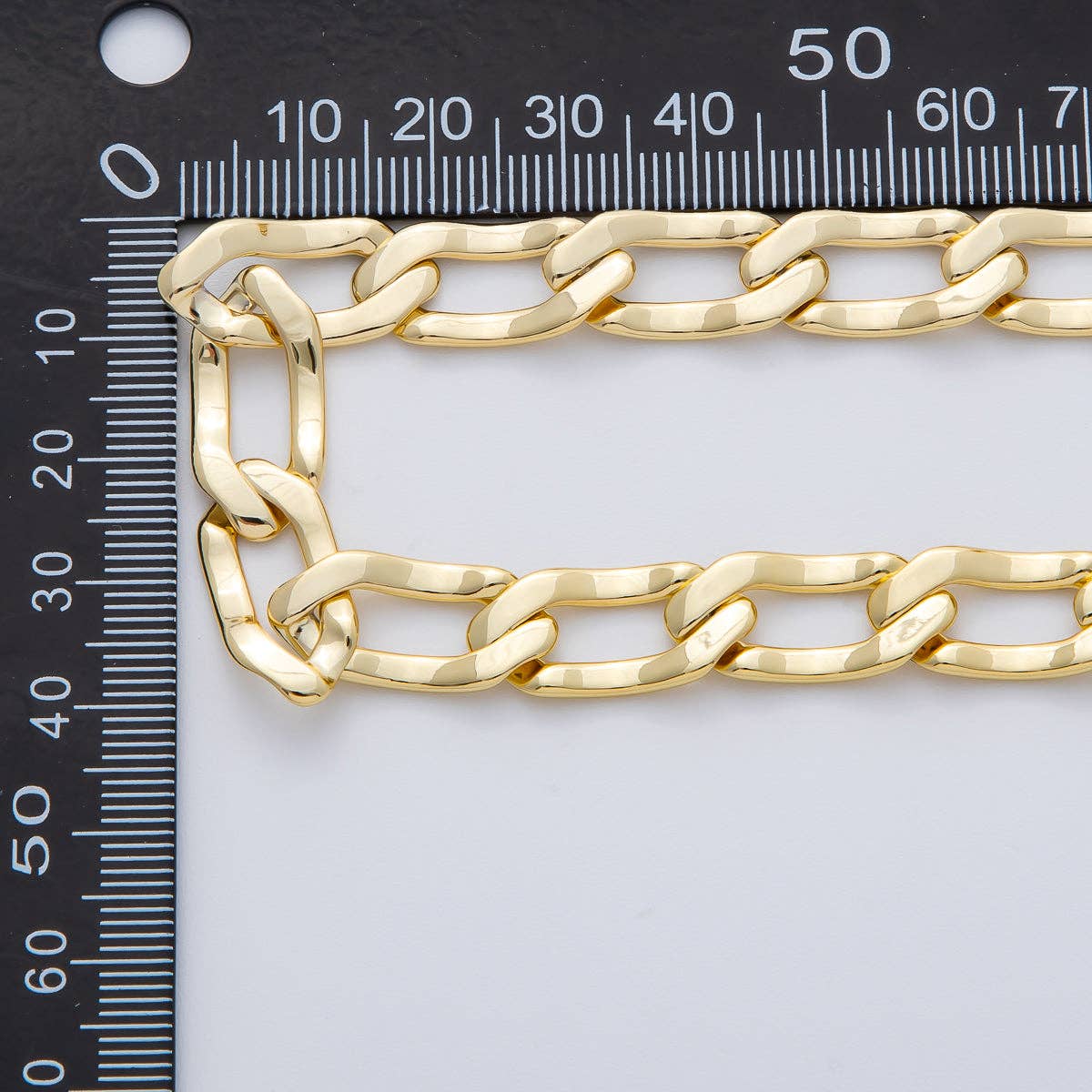Chunky 24K Gold Filled 22mm x 10mm Flat Curb Unfinished Chain by Yard | Roll-1767