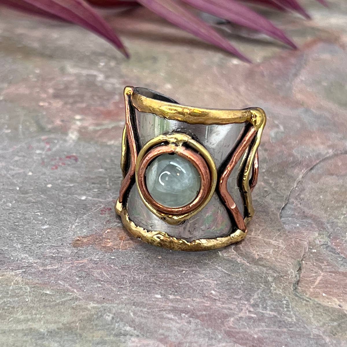 12 Pack- Mixed Metal Cuff Rings with Single Stone in a box