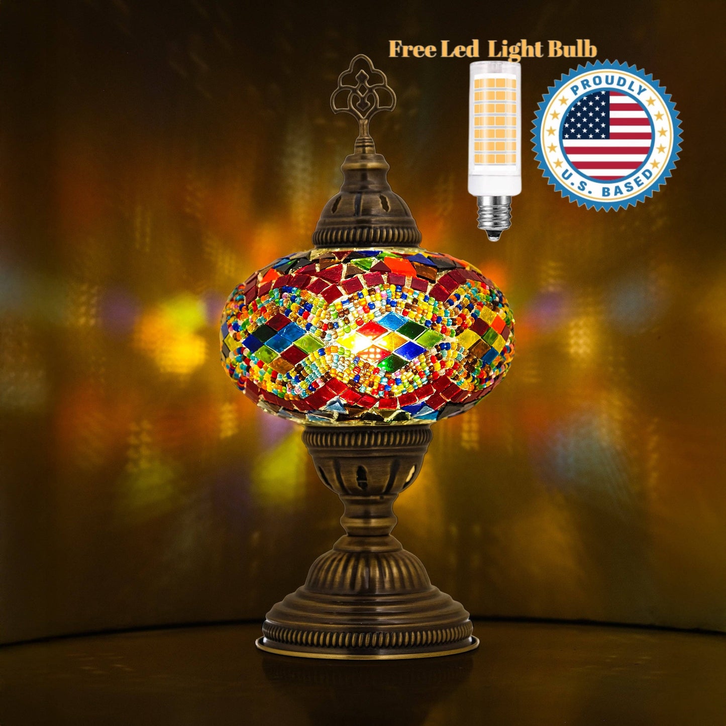 Turkish Mosaic Table Lamp Rainbow