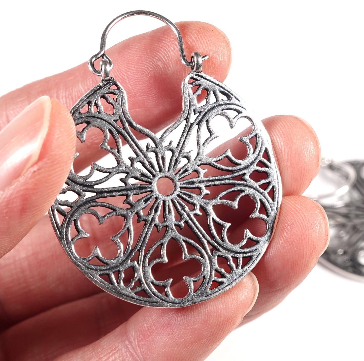Circular floral pattern Earrings of Golden and Silver Color