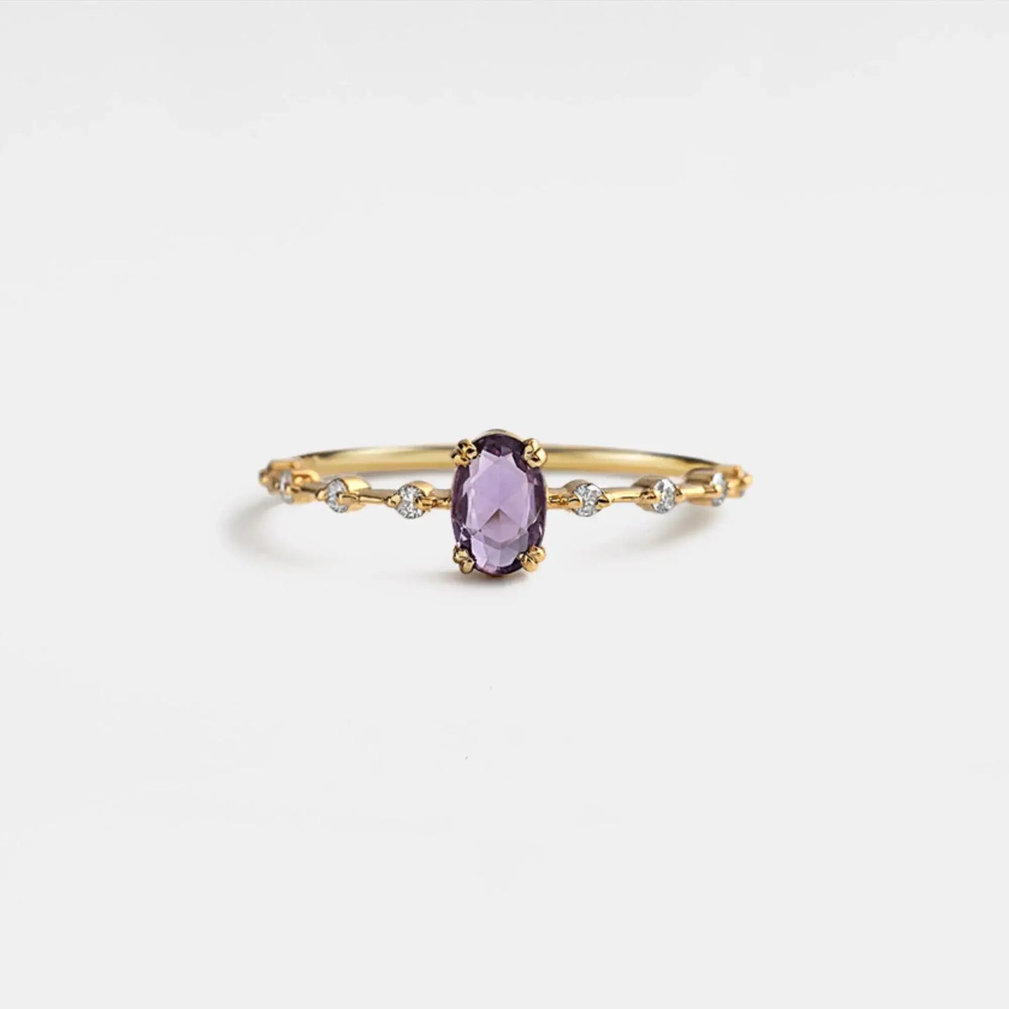 Oval Cut Natural Amethyst Ring