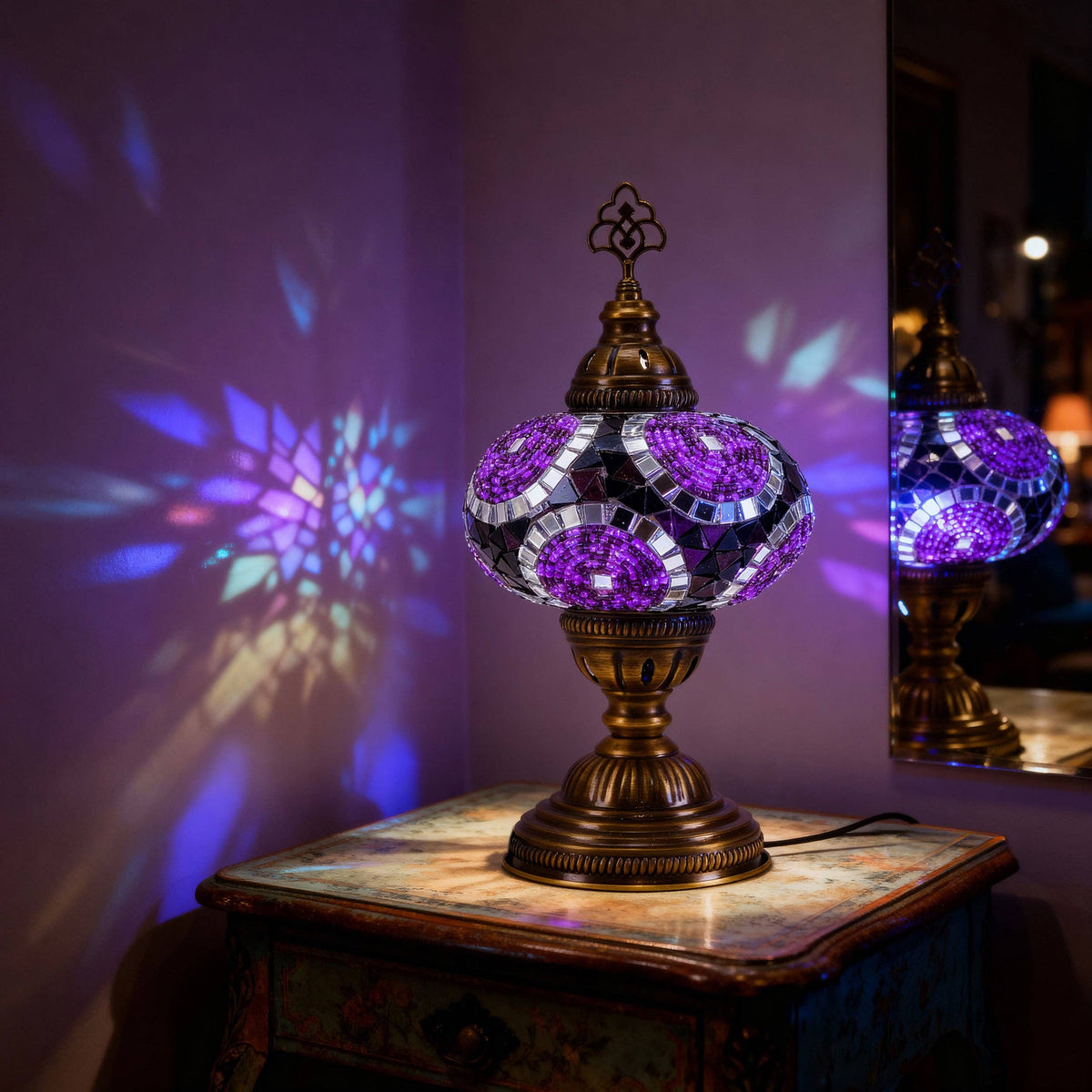 Mozaist Turkish Mosaic Table Lamp Purple