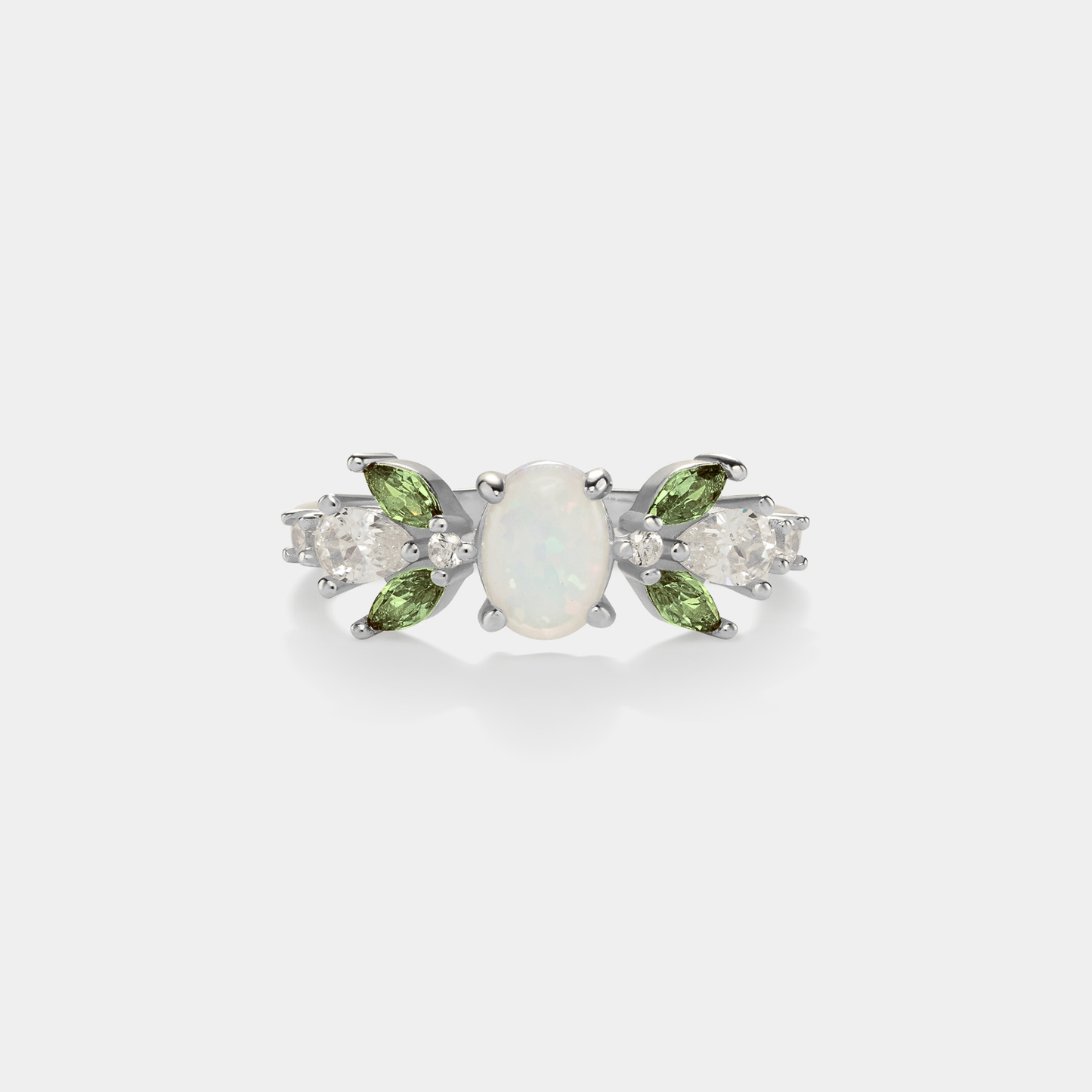 Oval Opal Olive Leaf Stacking Ring