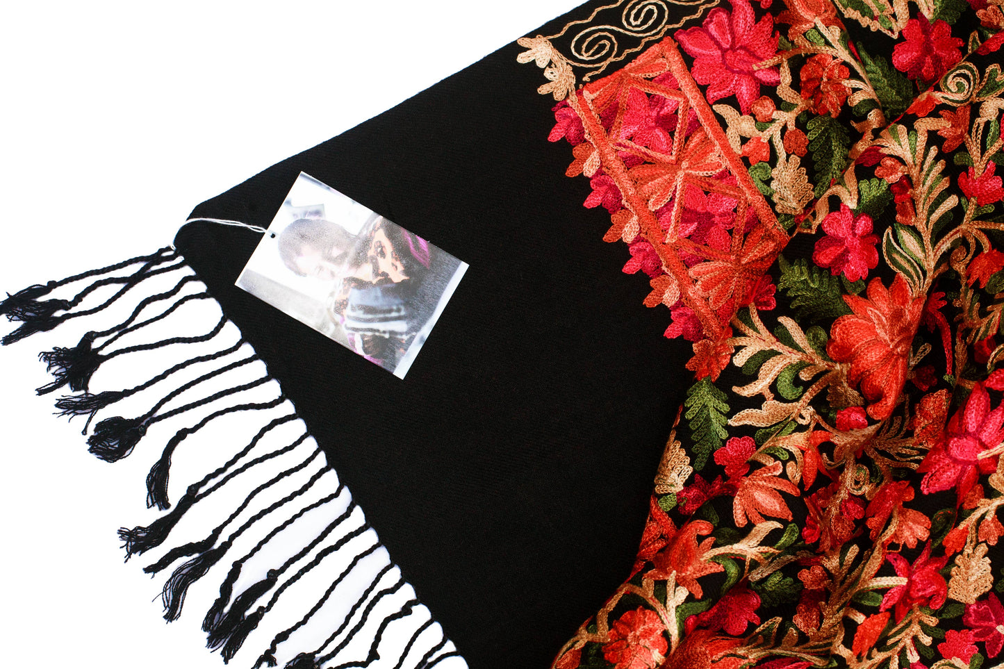 Floral Embroidered Wool Shawl