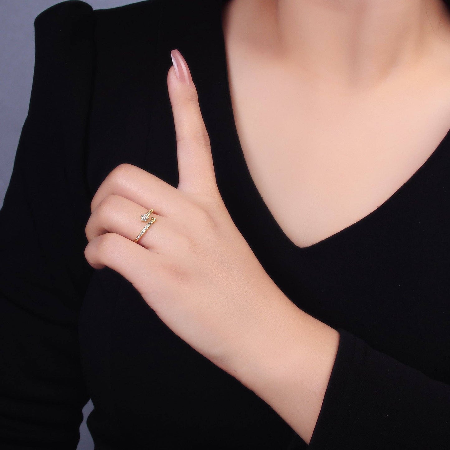 24K GF Micro Paved CZ Star, Adj