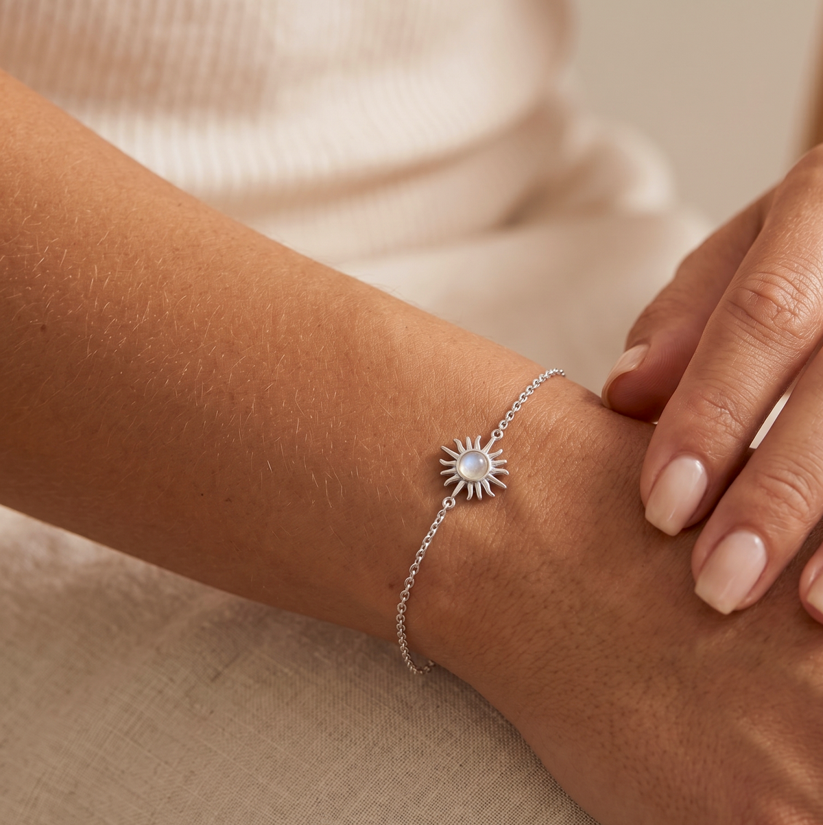 Moonstone Sun Bracelet - Silver