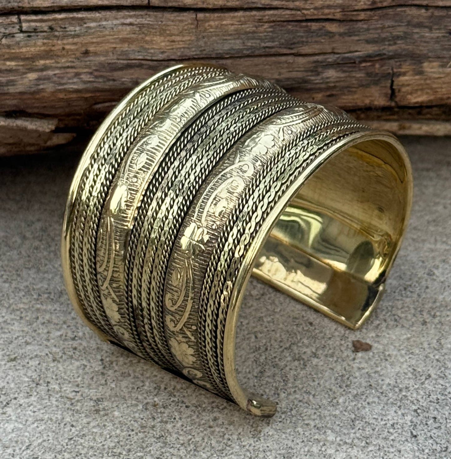 Handcrafted Floral Cuff Bracelet Bohemian Hippie Ethnic