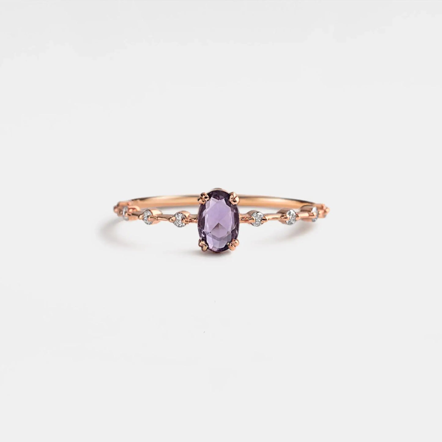 Oval Cut Natural Amethyst Ring