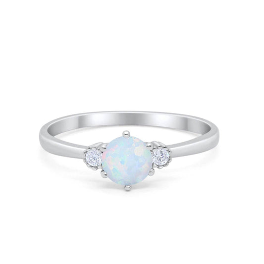 Three Stone White Opal Art Deco Ring