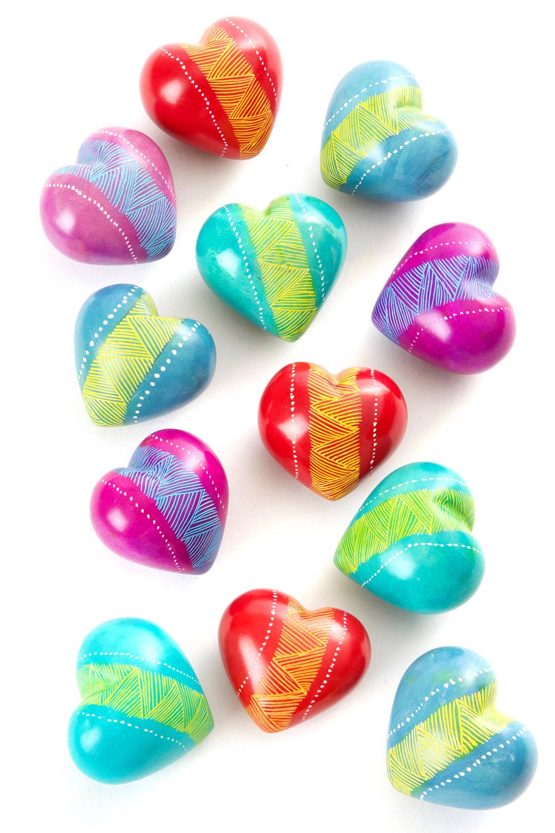Dozen Geo Soapstone Keepsake Hearts