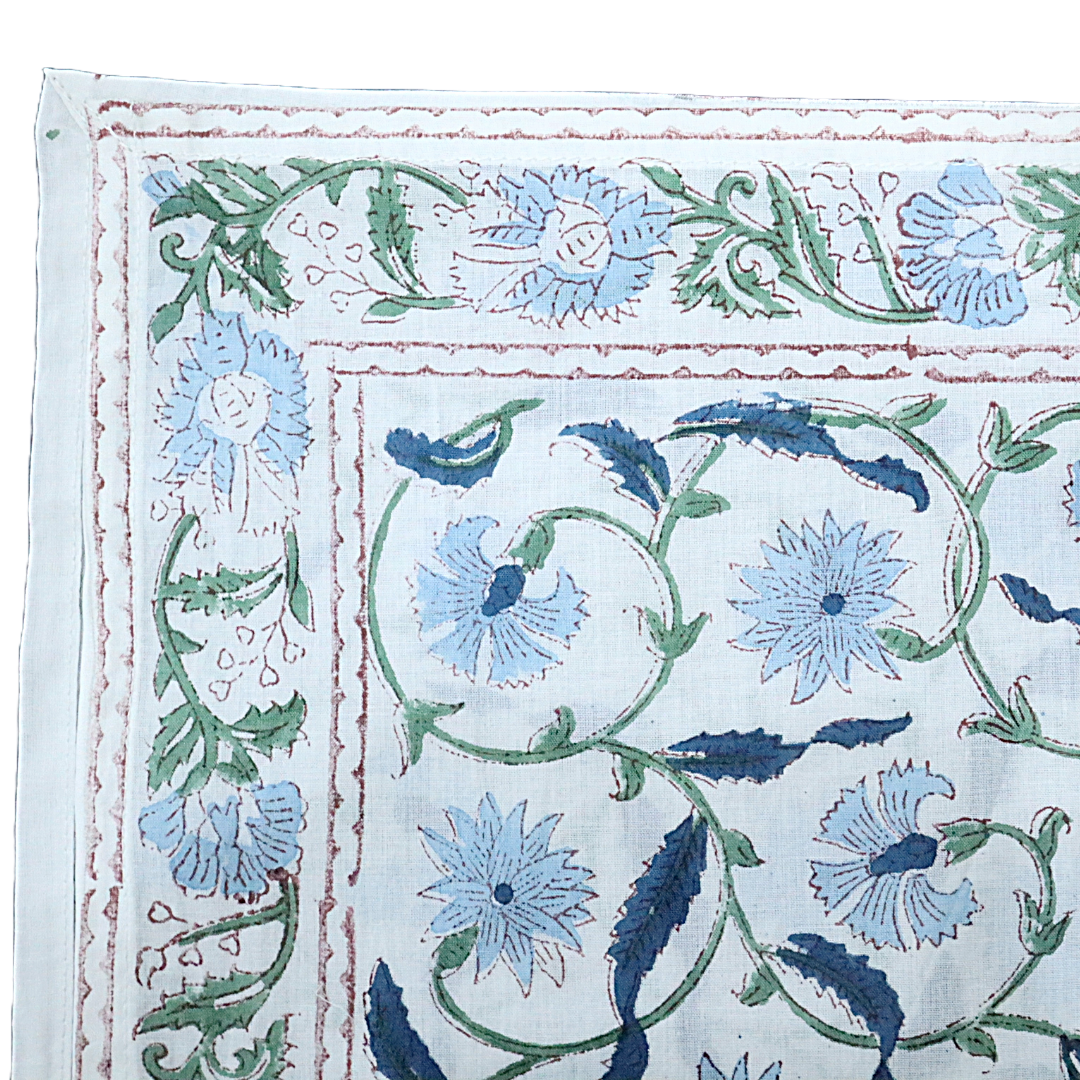 Blue Bell - Hand Block Print Cotton Bandana (KK1517)