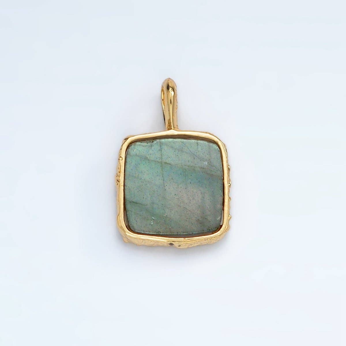 24K Gold Filled 18mm Square Natural Gemstone Foil Pendant | AA1358-AA1364