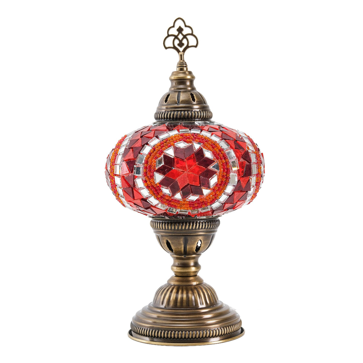 Decorative Table Lamp, Red Orange Turkish Mosaic