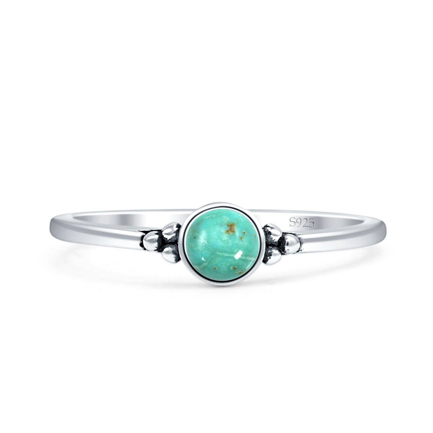 Round Turquoise Evil Eye Oxidized Ring