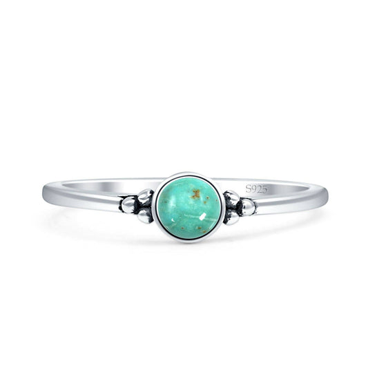 Round Turquoise Evil Eye Oxidized Ring