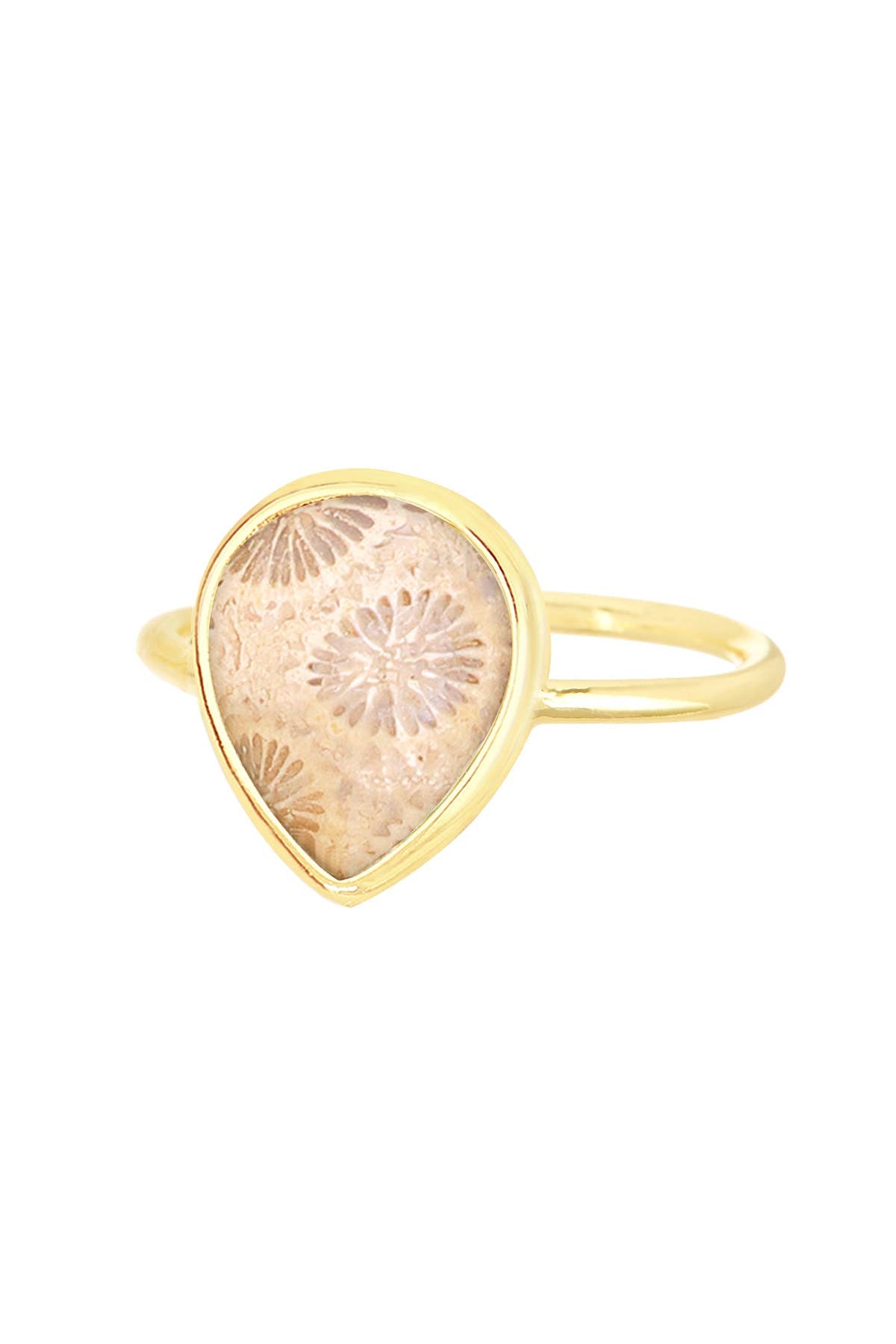 Lily Fossil Teardrop Ring - GF